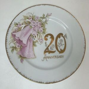 20th Anniversary Plate Chatillon Pink Bell Floral Roses Gold Handcrafted Japan